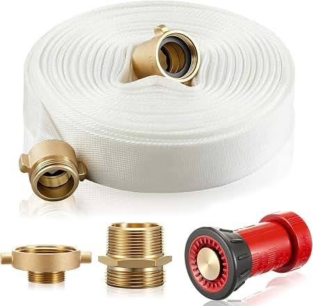 Fire hose with brass fittings and nozzle