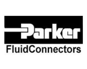 A black and white logo of parker fluid connectors.