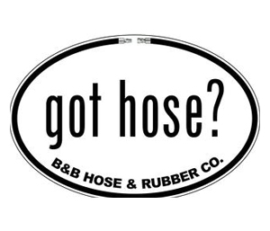 A black and white picture of the b & b hose logo.