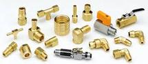 A group of different types of brass fittings.